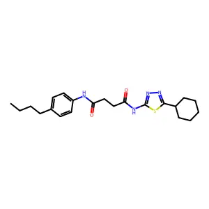 N1-(4-butylphenyl)-N4-(5-cyclohexyl-1,3,4-thiadiazol-2-yl)succinamide structure