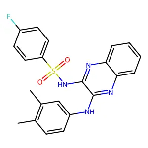N-[3-(3,4-dimethylanilino)-2-quinoxalinyl]-4-fluorobenzenesulfonamide structure