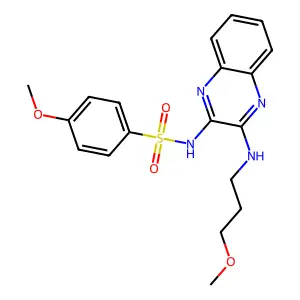 4-methoxy-N-(3-((3-methoxypropyl)amino)quinoxalin-2-yl)benzenesulfonamide structure