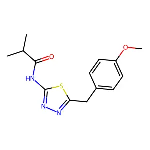 N-[5-[(4-methoxyphenyl)methyl]-1,3,4-thiadiazol-2-yl]-2-methylpropanamide structure