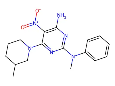 2-N-methyl-6-(3-methylpiperidin-1-yl)-5-nitro-2-N-phenylpyrimidine-2,4-diamine structure