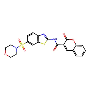 N-(6-(morpholinosulfonyl)benzo[d]thiazol-2-yl)-2-oxo-2H-chromene-3-carboxamide structure