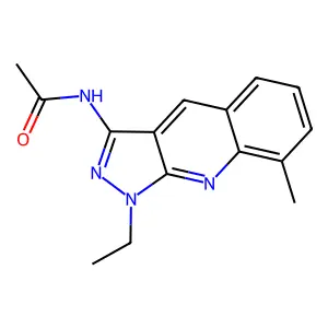 N-(1-ethyl-8-methylpyrazolo[3,4-b]quinolin-3-yl)acetamide structure