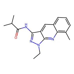 N-(1-ethyl-8-methylpyrazolo[3,4-b]quinolin-3-yl)-2-methylpropanamide structure