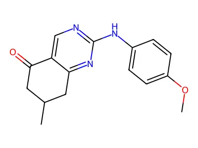 2-[(4-methoxyphenyl)amino]-7-methyl-7,8-dihydroquinazolin-5(6H)-one structure
