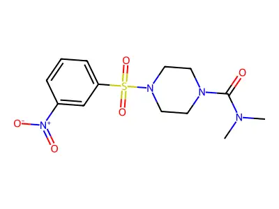 N,N-dimethyl-4-(3-nitrobenzenesulfonyl)piperazine-1-carboxamide structure