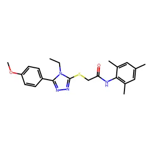 2-[[4-ethyl-5-(4-methoxyphenyl)-1,2,4-triazol-3-yl]sulfanyl]-N-(2,4,6-trimethylphenyl)acetamide structure