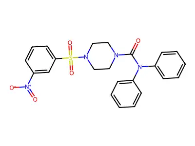 4-(3-nitrobenzenesulfonyl)-N,N-diphenylpiperazine-1-carboxamide structure