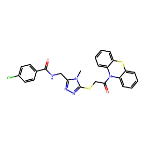 4-chloro-N-[(4-methyl-5-{[2-oxo-2-(10H-phenothiazin-10-yl)ethyl]sulfanyl}-4H-1,2,4-triazol-3-yl)methyl]benzamide structure