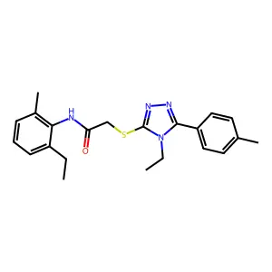 N-(2-ethyl-6-methylphenyl)-2-[[4-ethyl-5-(4-methylphenyl)-1,2,4-triazol-3-yl]sulfanyl]acetamide structure