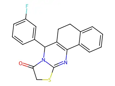 7-(3-fluorophenyl)-7,10-dihydro-5H-benzo[h]thiazolo[2,3-b]quinazolin-9(6H)-one structure