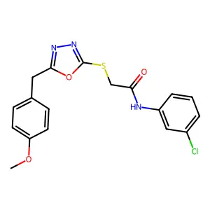 N-(3-chlorophenyl)-2-[[5-[(4-methoxyphenyl)methyl]-1,3,4-oxadiazol-2-yl]sulfanyl]acetamide structure