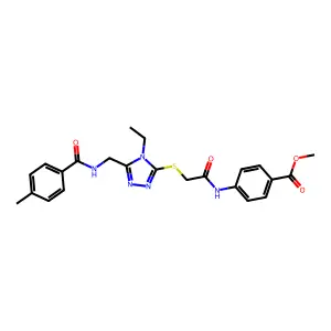 methyl 4-[({[4-ethyl-5-({[(4-methylphenyl)carbonyl]amino}methyl)-4H-1,2,4-triazol-3-yl]sulfanyl}acetyl)amino]benzoate structure