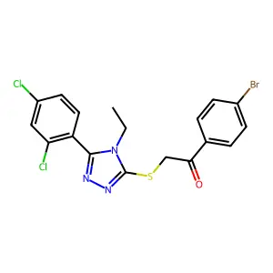 1-(4-bromophenyl)-2-[[5-(2,4-dichlorophenyl)-4-ethyl-1,2,4-triazol-3-yl]sulfanyl]ethanone structure