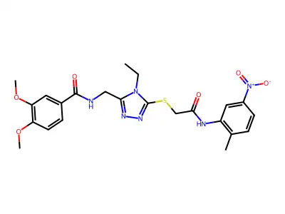 N-[[4-ethyl-5-[2-(2-methyl-5-nitroanilino)-2-oxoethyl]sulfanyl-1,2,4-triazol-3-yl]methyl]-3,4-dimethoxybenzamide structure