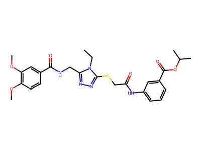 propan-2-yl 3-[({[5-({[(3,4-dimethoxyphenyl)carbonyl]amino}methyl)-4-ethyl-4H-1,2,4-triazol-3-yl]sulfanyl}acetyl)amino]benzoate structure