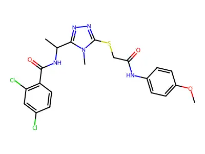2,4-dichloro-N-[1-[5-[2-(4-methoxyanilino)-2-oxoethyl]sulfanyl-4-methyl-1,2,4-triazol-3-yl]ethyl]benzamide structure