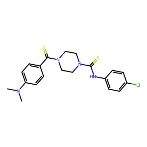 N-(4-chlorophenyl)-4-[4-(dimethylamino)benzenecarbothioyl]piperazine-1-carbothioamide structure