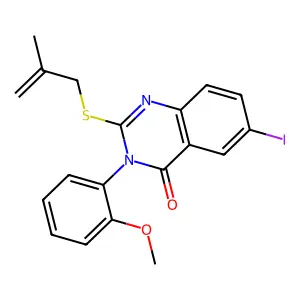 6-Iodo-3-(2-methoxyphenyl)-2-(2-methylprop-2-enylsulfanyl)quinazolin-4-one structure