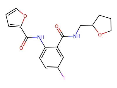 N-[4-iodo-2-(oxolan-2-ylmethylcarbamoyl)phenyl]furan-2-carboxamide structure