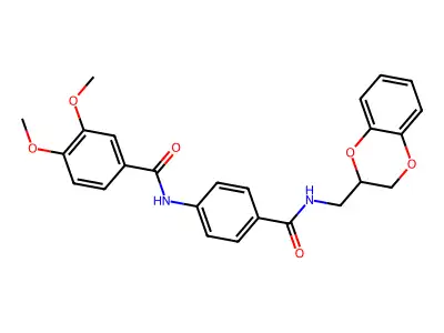 N-[4-(2,3-dihydro-1,4-benzodioxin-3-ylmethylcarbamoyl)phenyl]-3,4-dimethoxybenzamide structure