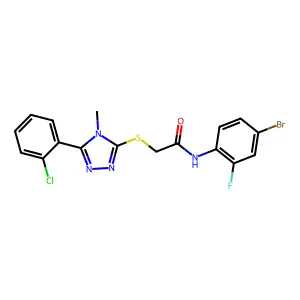 N-(4-bromo-2-fluorophenyl)-2-[[5-(2-chlorophenyl)-4-methyl-1,2,4-triazol-3-yl]sulfanyl]acetamide structure