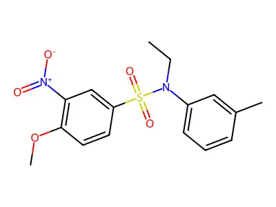 N-ethyl-4-methoxy-N-(3-methylphenyl)-3-nitrobenzenesulfonamide structure