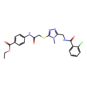 ethyl 4-[({[5-({[(2-chlorophenyl)carbonyl]amino}methyl)-4-methyl-4H-1,2,4-triazol-3-yl]sulfanyl}acetyl)amino]benzoate structure