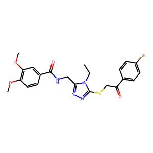 N-[(5-{[2-(4-bromophenyl)-2-oxoethyl]sulfanyl}-4-ethyl-4H-1,2,4-triazol-3-yl)methyl]-3,4-dimethoxybenzamide structure