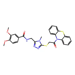 3,4-dimethoxy-N-[(4-methyl-5-{[2-oxo-2-(10H-phenothiazin-10-yl)ethyl]sulfanyl}-4H-1,2,4-triazol-3-yl)methyl]benzamide structure