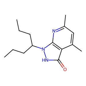 1-heptan-4-yl-4,6-dimethyl-2H-pyrazolo[3,4-b]pyridin-3-one structure