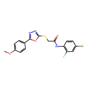 N-(4-bromo-2-fluorophenyl)-2-{[5-(4-methoxyphenyl)-1,3,4-oxadiazol-2-yl]sulfanyl}acetamide structure