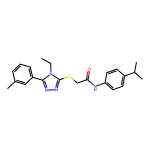 2-[[4-ethyl-5-(3-methylphenyl)-1,2,4-triazol-3-yl]sulfanyl]-N-(4-propan-2-ylphenyl)acetamide structure