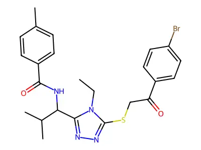 N-[1-(5-{[2-(4-bromophenyl)-2-oxoethyl]sulfanyl}-4-ethyl-4H-1,2,4-triazol-3-yl)-2-methylpropyl]-4-methylbenzamide structure