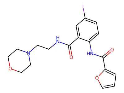 N-[4-iodo-2-(2-morpholin-4-ylethylcarbamoyl)phenyl]furan-2-carboxamide structure