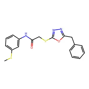 2-[(5-benzyl-1,3,4-oxadiazol-2-yl)sulfanyl]-N-(3-methylsulfanylphenyl)acetamide structure