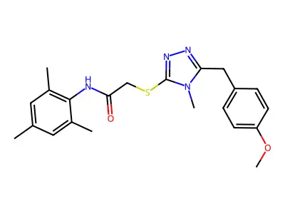 2-[[5-[(4-methoxyphenyl)methyl]-4-methyl-1,2,4-triazol-3-yl]sulfanyl]-N-(2,4,6-trimethylphenyl)acetamide structure
