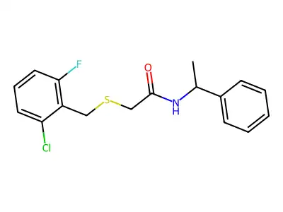 2-[(2-chloro-6-fluorophenyl)methylsulfanyl]-N-(1-phenylethyl)acetamide structure