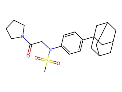 N-[4-(1-adamantyl)phenyl]-N-(2-oxo-2-pyrrolidin-1-ylethyl)methanesulfonamide structure