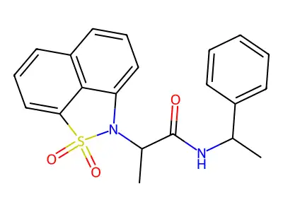 2-(1,1-dioxido-2H-naphtho[1,8-cd]isothiazol-2-yl)-N-(1-phenylethyl)propanamide structure