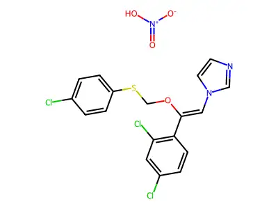 1-(2-(((4-Chlorophenyl)thio)methoxy)-2-(2,4-dichlorophenyl)ethenyl)-1H-imidazole nitrate structure
