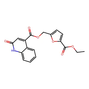 [5-(Ethoxycarbonyl)-2-furyl]methyl 2-hydroxy-4-quinolinecarboxylate structure