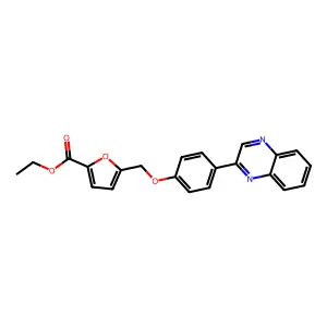 Ethyl 5-{[4-(2-quinoxalinyl)phenoxy]methyl}-2-furoate structure