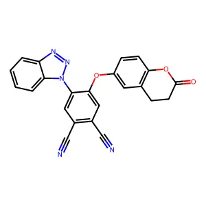 4-(benzotriazol-1-yl)-5-[(2-oxo-3,4-dihydrochromen-6-yl)oxy]benzene-1,2-dicarbonitrile structure