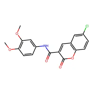 6-chloro-N-(3,4-dimethoxyphenyl)-2-oxo-2H-chromene-3-carboxamide structure