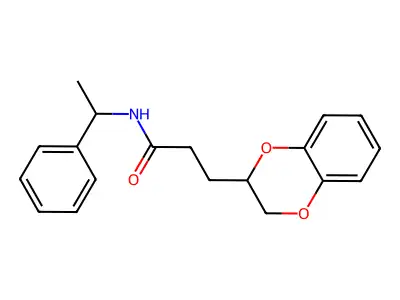3-(2,3-dihydro-1,4-benzodioxin-2-yl)-N-(1-phenylethyl)propanamide structure