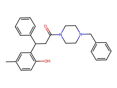 1-(4-Benzylpiperazin-1-yl)-3-(2-hydroxy-5-methylphenyl)-3-phenylpropan-1-one structure