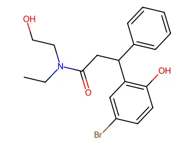3-(5-bromo-2-hydroxyphenyl)-N-ethyl-N-(2-hydroxyethyl)-3-phenylpropanamide structure