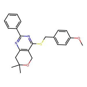 4-[(4-methoxyphenyl)methylsulfanyl]-7,7-dimethyl-2-phenyl-5,8-dihydropyrano[4,3-d]pyrimidine structure