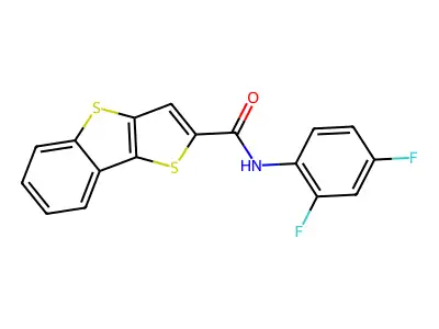 N-(2,4-difluorophenyl)thieno[3,2-b][1]benzothiole-2-carboxamide structure